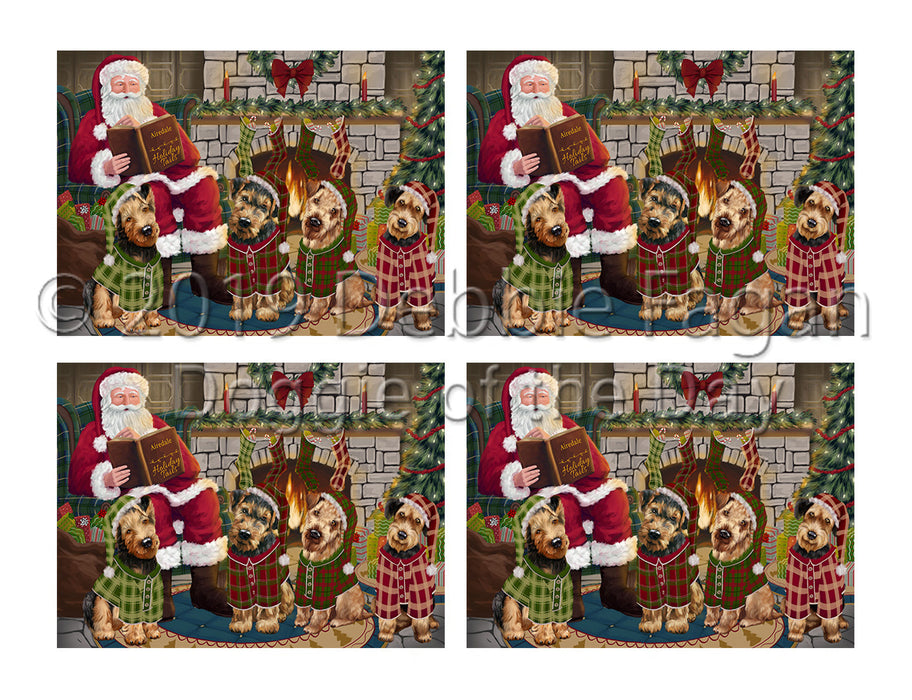 Christmas Cozy Holiday Fire Tails Airedale Dogs Placemat