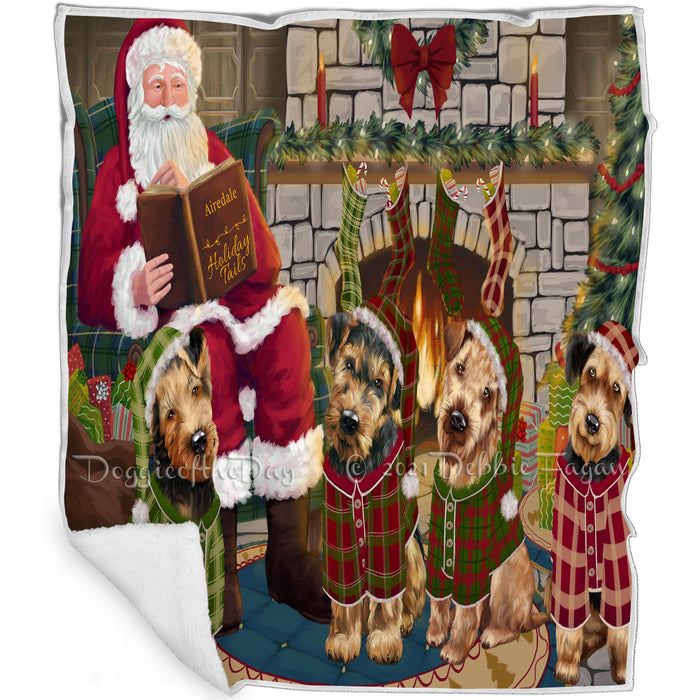Christmas Cozy Holiday Tails Airedale Terriers Dog Blanket BLNKT115185