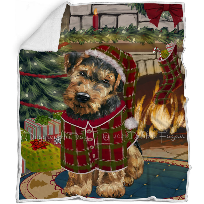 The Stocking was Hung Airedale Terrier Dog Blanket BLNKT115752
