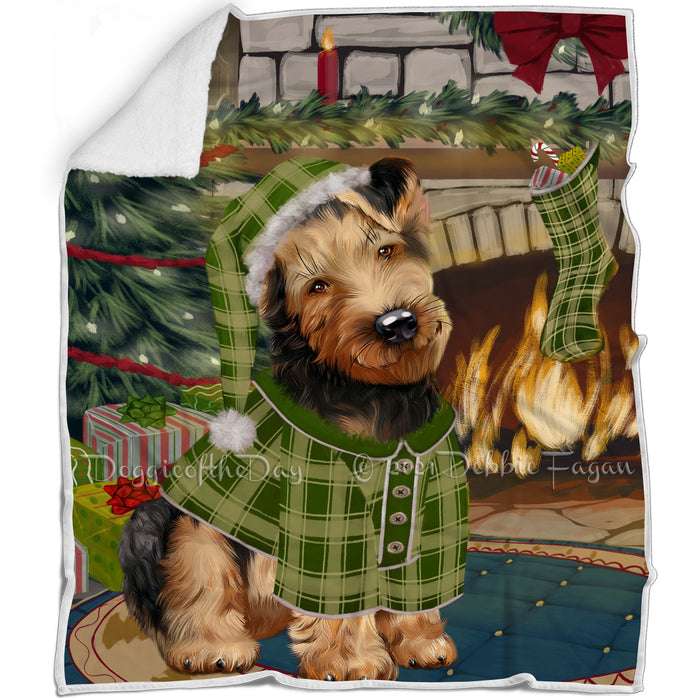 The Stocking was Hung Airedale Terrier Dog Blanket BLNKT115779