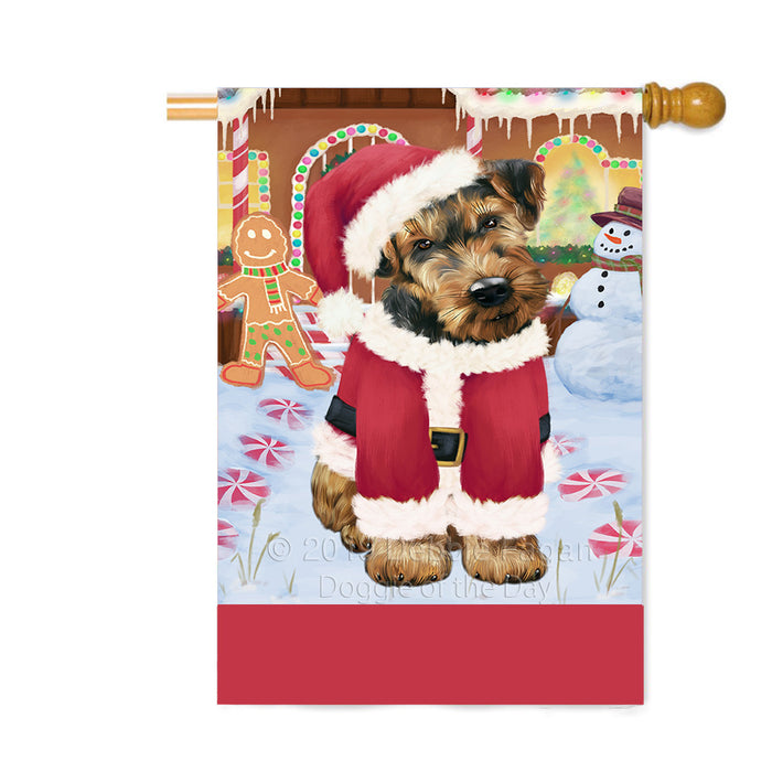 Personalized Gingerbread Candyfest Airedale Dog Custom House Flag FLG63665