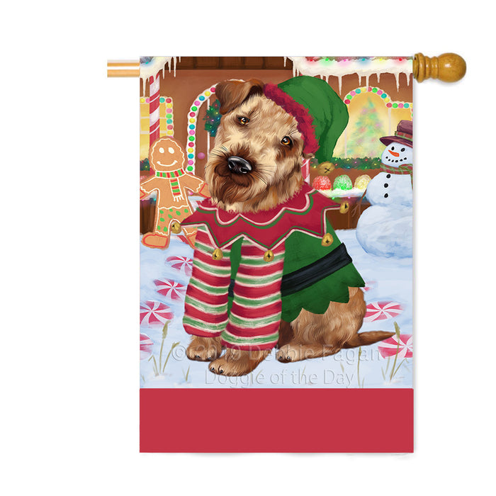 Personalized Gingerbread Candyfest Airedale Dog Custom House Flag FLG63668