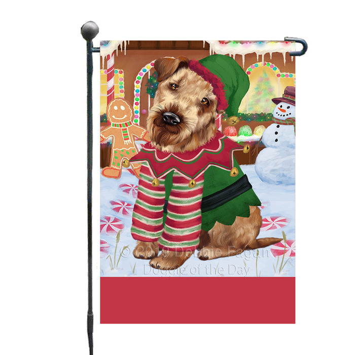 Personalized Gingerbread Candyfest Airedale Dog Custom Garden Flag GFLG63885