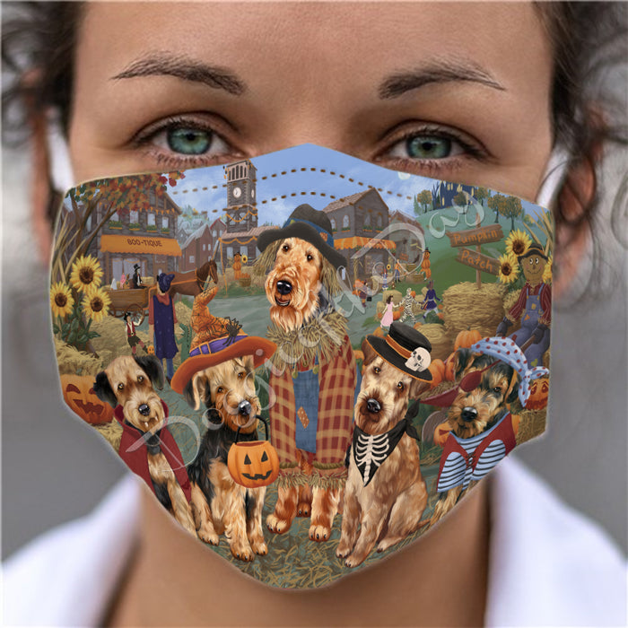 Halloween 'Round Town Airedale Dogs Face Mask FM49912