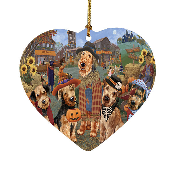 Halloween 'Round Town Airedale Dogs Heart Christmas Ornament HPOR57457