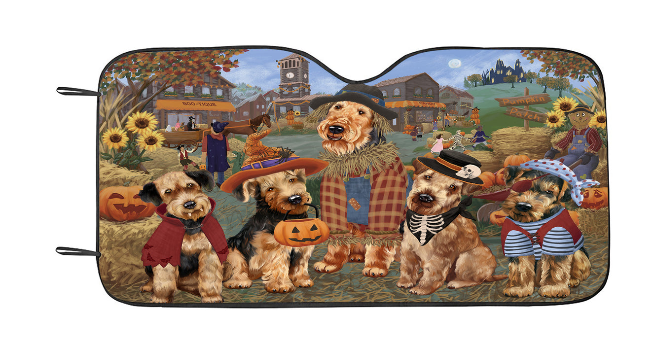 Halloween 'Round Town Airedale Dogs Car Sun Shade