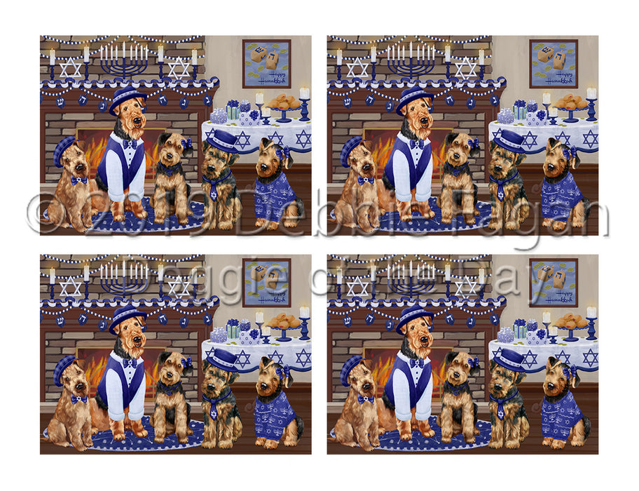Happy Hanukkah Family Airedale Dogs Placemat