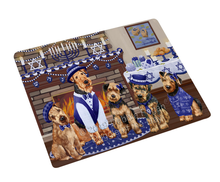 Happy Hanukkah Family and Happy Hanukkah Both Airedale Dogs Cutting Board C77536