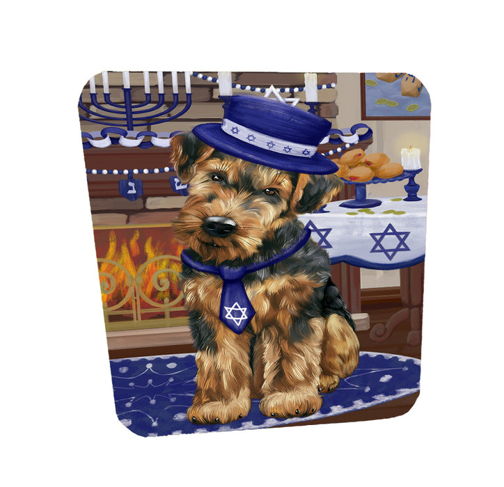 Happy Hanukkah Family Afghan Hound Dogs Coasters Set of 4 CSTA57590