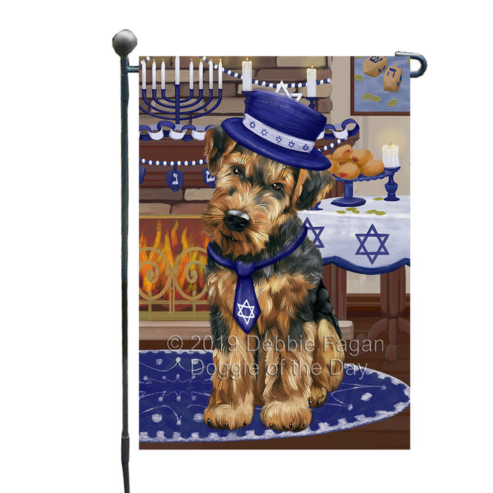 Happy Hanukkah Family and Happy Hanukkah Both Airedale Dog Garden Flag GFLG65679