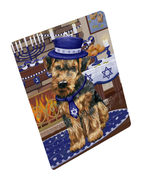 Happy Hanukkah Family and Happy Hanukkah Both Airedale Dog Magnet MAG77368 (Small 5.5" x 4.25")