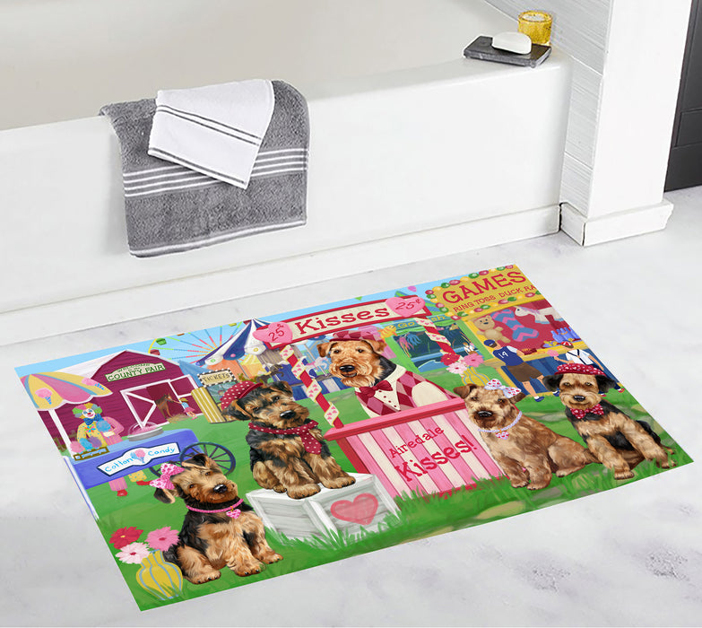 Carnival Kissing Booth Airedale Dogs Bath Mat