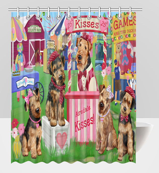 Carnival Kissing Booth Airedale Dogs Shower Curtain