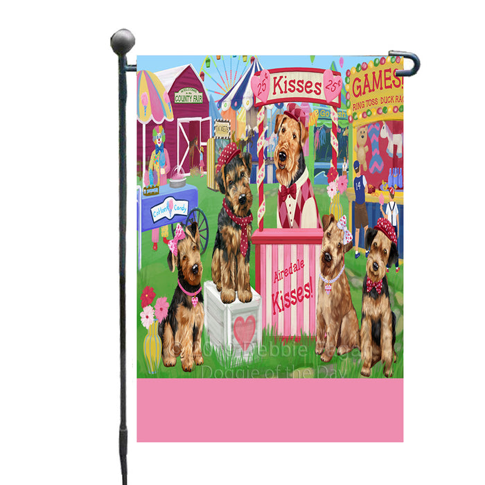 Personalized Carnival Kissing Booth Airedale Dogs Custom Garden Flag GFLG64243