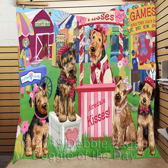 Carnival Kissing Booth Airedale Dogs Quilt