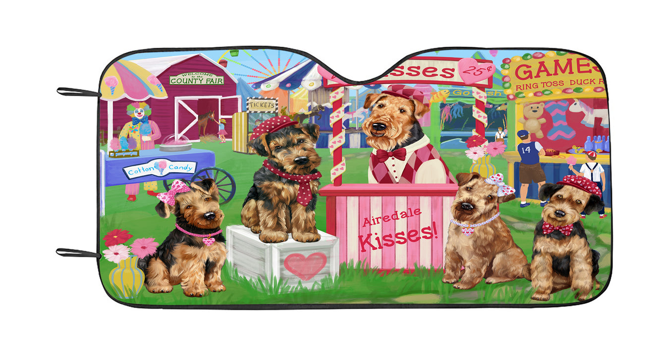 Carnival Kissing Booth Airedale Dogs Car Sun Shade