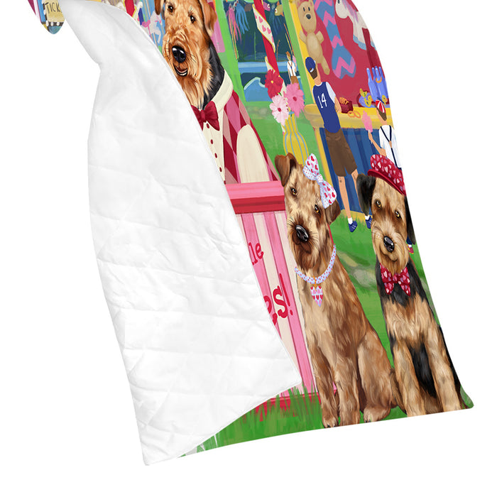 Carnival Kissing Booth Airedale Dogs Quilt