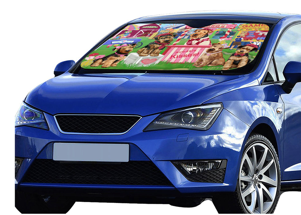 Carnival Kissing Booth Airedale Dogs Car Sun Shade