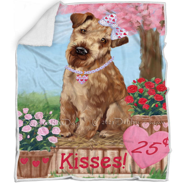 Rosie 25 Cent Kisses Airedale Terrier Dog Blanket BLNKT121215