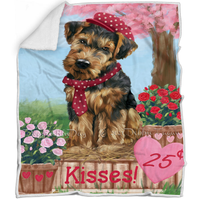 Rosie 25 Cent Kisses Airedale Terrier Dog Blanket BLNKT121224