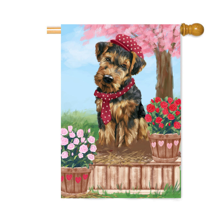 Personalized Rosie 25 Cent Kisses Airedale Dog Custom House Flag FLG64762
