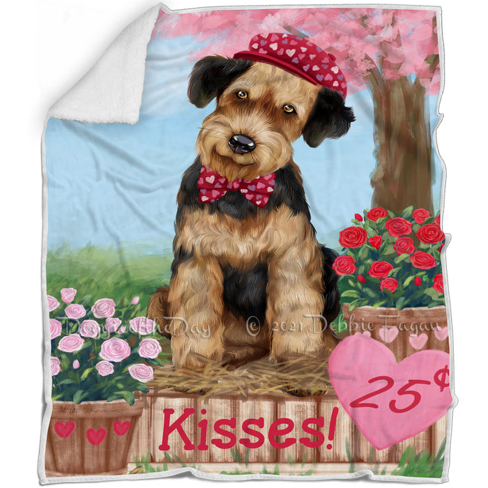 Rosie 25 Cent Kisses Airedale Terrier Dog Blanket BLNKT121233