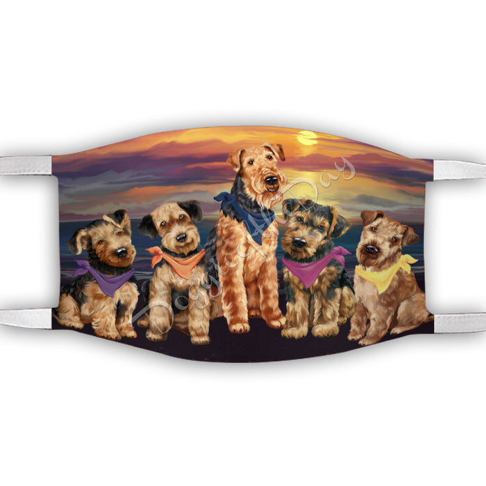 Family Sunset Airedale Dogs Face Mask FM49161