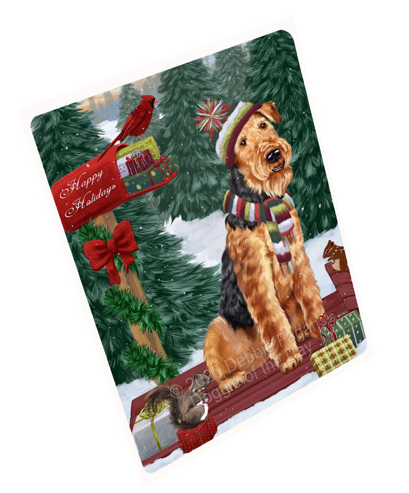 Christmas Woodland Sled Airedale Terrier Dog Cutting Board - For Kitchen - Scratch & Stain Resistant - Designed To Stay In Place - Easy To Clean By Hand - Perfect for Chopping Meats, Vegetables, CA83684