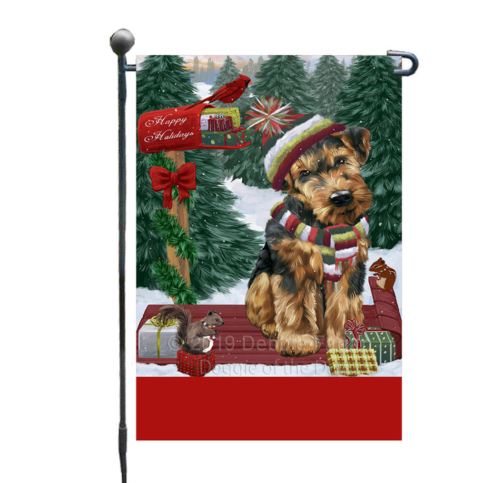 Personalized Merry Christmas Woodland Sled  Airedale Dog Custom Garden Flags GFLG-DOTD-A61459