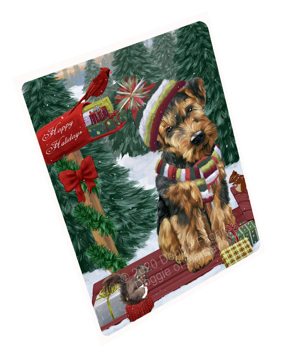 Christmas Woodland Sled Airedale Terrier Dog Cutting Board - For Kitchen - Scratch & Stain Resistant - Designed To Stay In Place - Easy To Clean By Hand - Perfect for Chopping Meats, Vegetables, CA83686