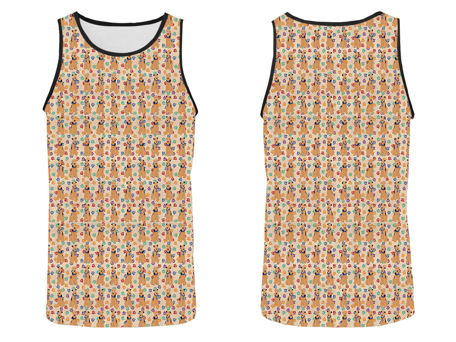 Rainbow Paw Print Airedale Dogs Blue All Over Print   Men's Tank Top