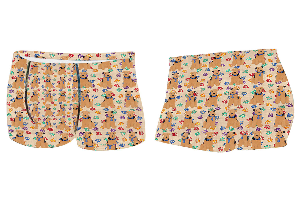 Rainbow Paw Print Airedale Dogs BlueMen's All Over Print Boxer Briefs
