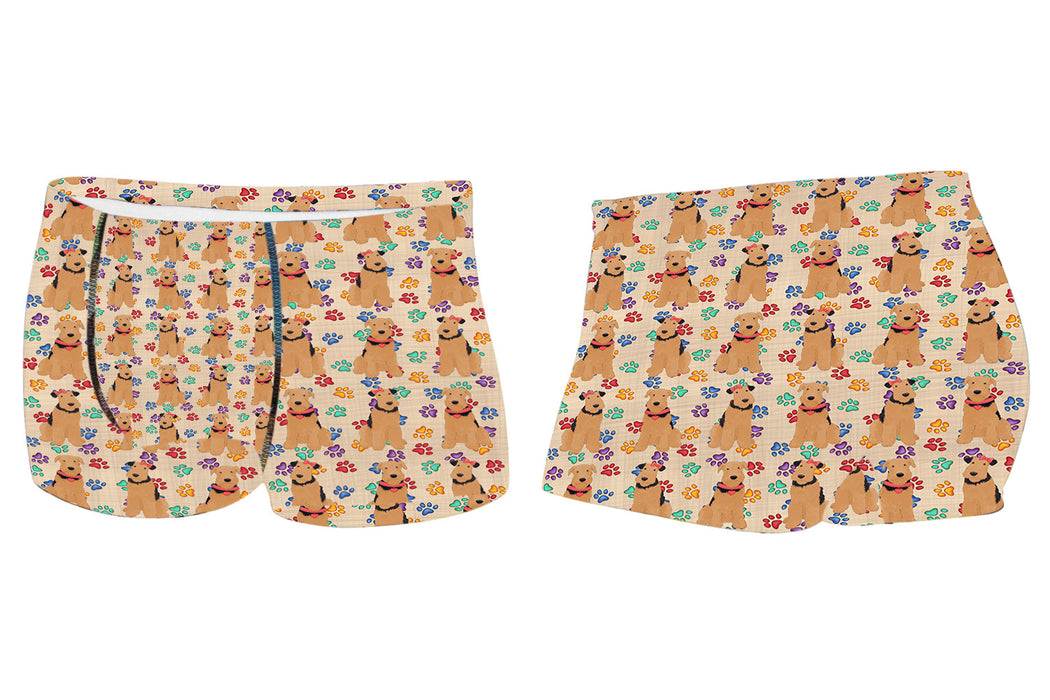 Rainbow Paw Print Airedale Dogs RedMen's All Over Print Boxer Briefs