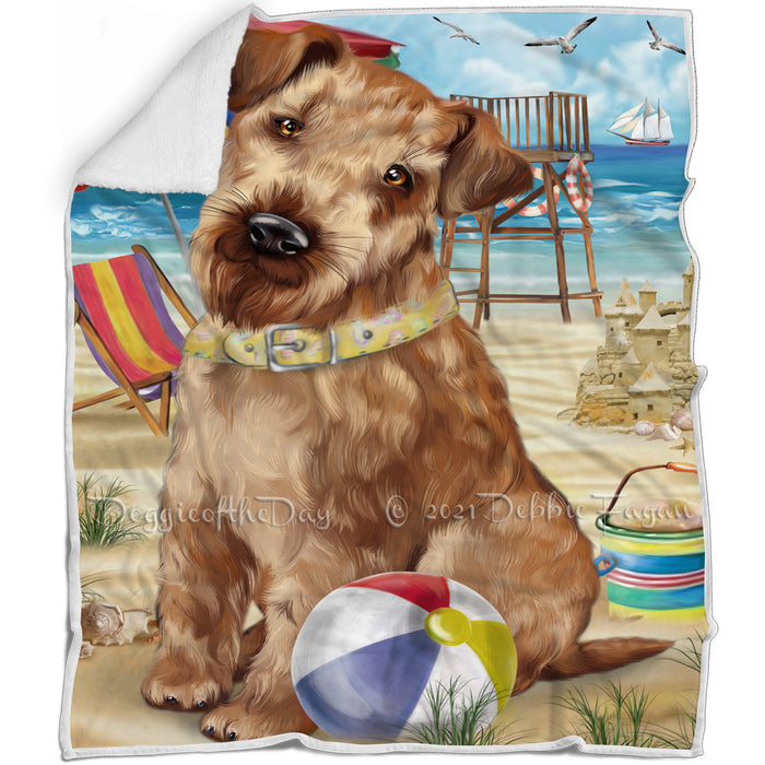 Pet Friendly Beach Airedale Terrier Dog Blanket BLNKT52482
