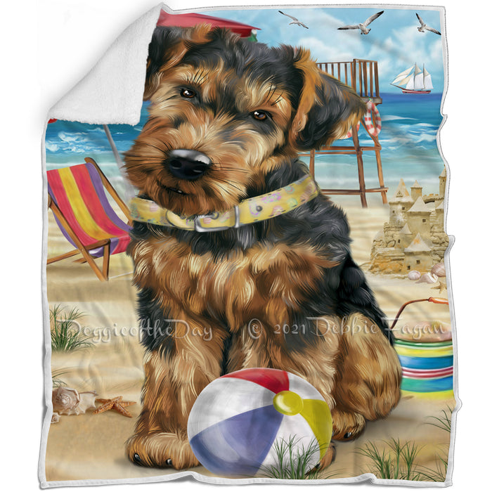 Pet Friendly Beach Airedale Terrier Dog Blanket BLNKT52500