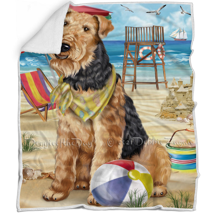 Pet Friendly Beach Airedale Terrier Dog Blanket BLNKT52509