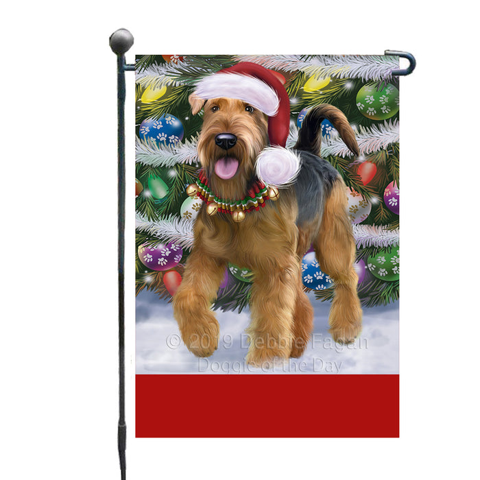 Personalized Trotting in the Snow Airedale Terrier Dog Custom Garden Flags GFLG-DOTD-A60647