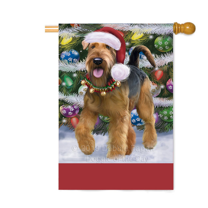 Personalized Trotting in the Snow Airedale Terrier Dog Custom House Flag FLG-DOTD-A60703