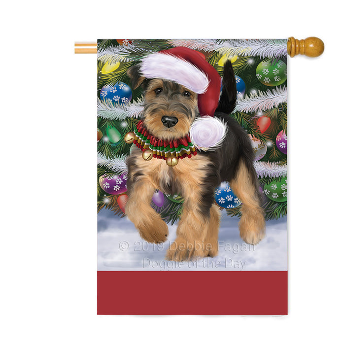 Personalized Trotting in the Snow Airedale Terrier Dog Custom House Flag FLG-DOTD-A60704