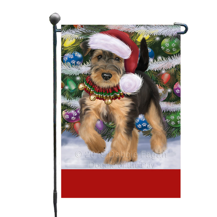 Personalized Trotting in the Snow Airedale Terrier Dog Custom Garden Flags GFLG-DOTD-A60648