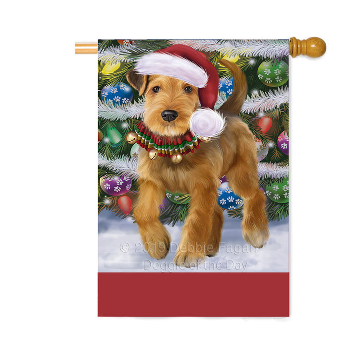 Personalized Trotting in the Snow Airedale Terrier Dog Custom House Flag FLG-DOTD-A60705