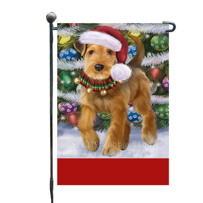 Personalized Trotting in the Snow Airedale Terrier Dog Custom Garden Flags GFLG-DOTD-A60649
