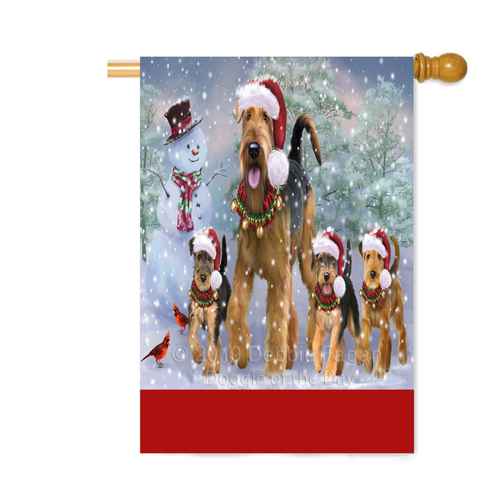 Personalized Christmas Running Family Airedale Terrier Dogs Custom House Flag FLG-DOTD-A60366