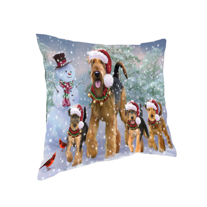 Christmas Running Family Airedale Terrier Dogs Pillow PIL83648