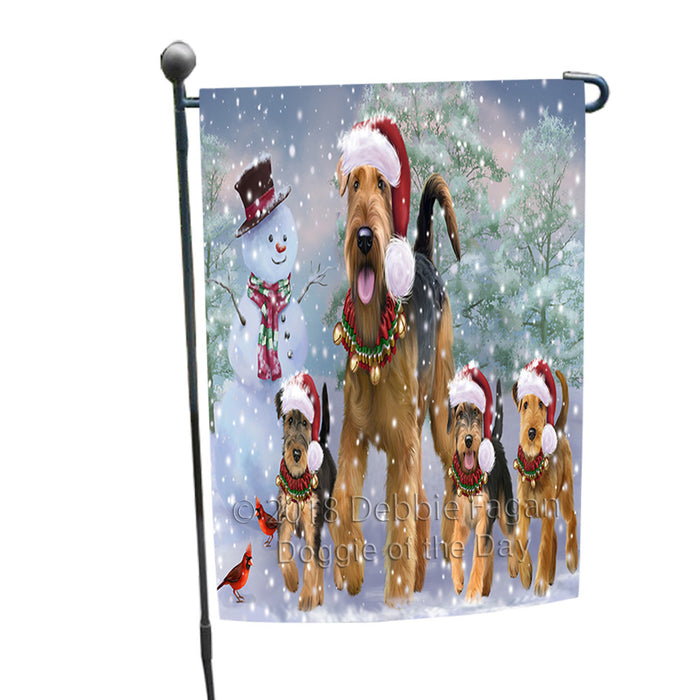 Christmas Running Family Airedale Terrier Dogs Garden Flag GFLG65091