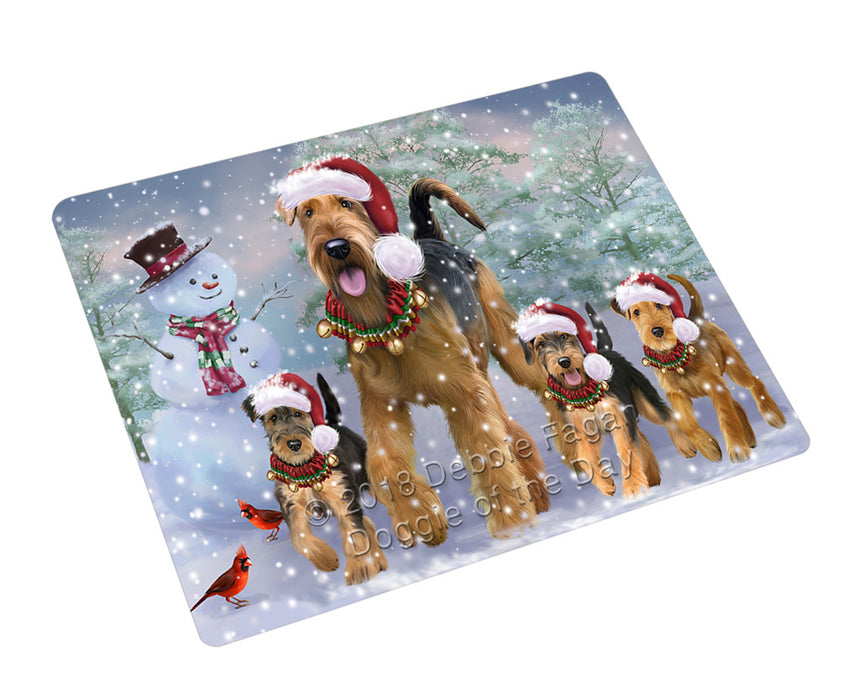 Christmas Running Family Airedale Terrier Dogs Small Magnet MAG76248