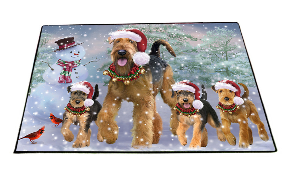 Christmas Running Family Airedale Terrier Dogs Floormat FLMS54281