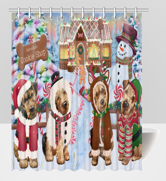 Holiday Gingerbread Cookie Airedale Dogs Shower Curtain