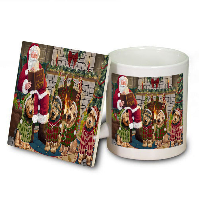 Christmas Cozy Holiday Tails Airedale Terriers Dog Mug and Coaster Set MUC55077