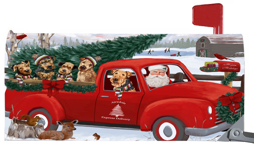 Magnetic Mailbox Cover Christmas Santa Express Delivery Airedale Terriers Dog MBC48280
